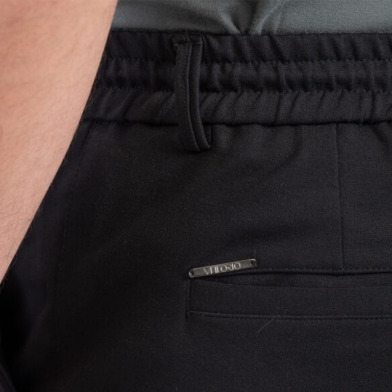 Vittorio Trousers Paris Straight Fit Rope Waist-Black Vittorio Trousers Paris Straight Fit Rope Waist-Black