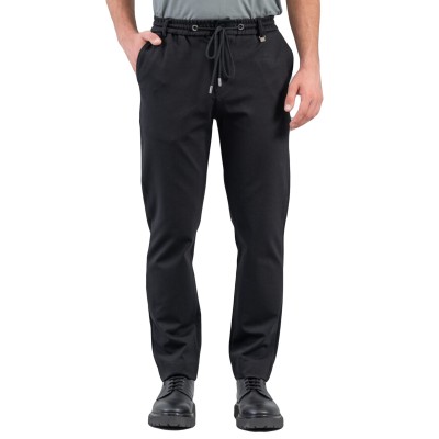 Vittorio Trousers Paris Straight Fit Rope Waist-Black