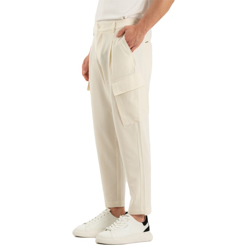 Vittorio Trousers Straight Fit Side Pockets With Elastic Waist-Stone