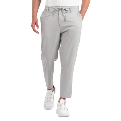 Vittorio Trousers Loose Fit With Elastic Waist And Drawstring-Grey