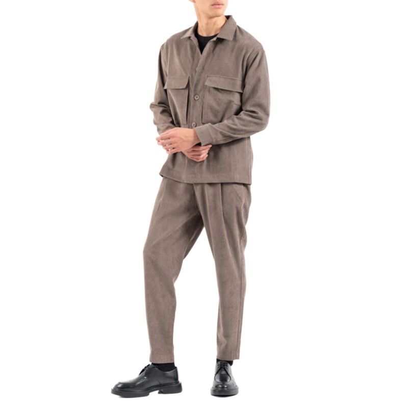 Vittorio Trousers With Elastic Waist In A Loose Fit Line-Brown