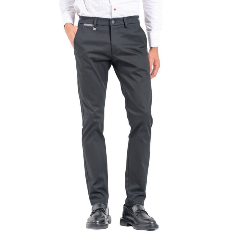 Vittorio Chino Pants With Two-Tone Details On The Waistband-Black