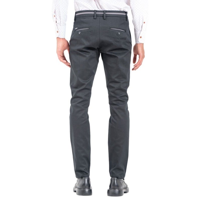 Vittorio Chino Pants With Two-Tone Details On The Waistband-Black