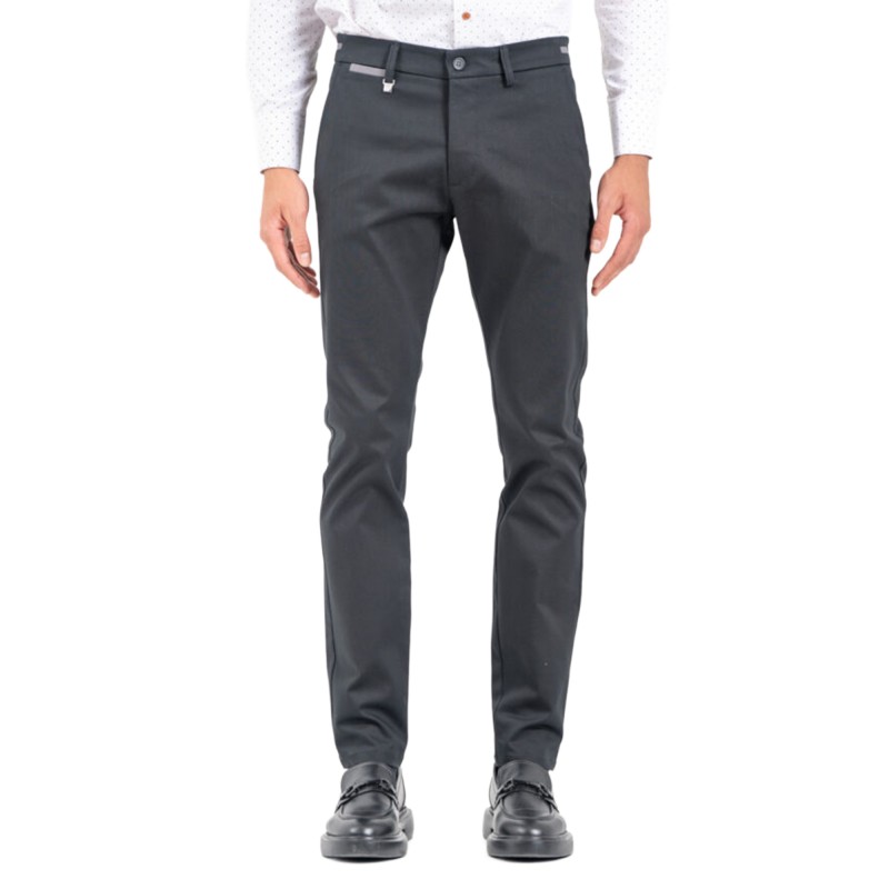 Vittorio Chino Pants With Two-Tone Details On The Waistband-Black
