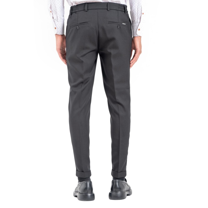 Vittorio Trousers Slim Fit With Elastic Waist-Black