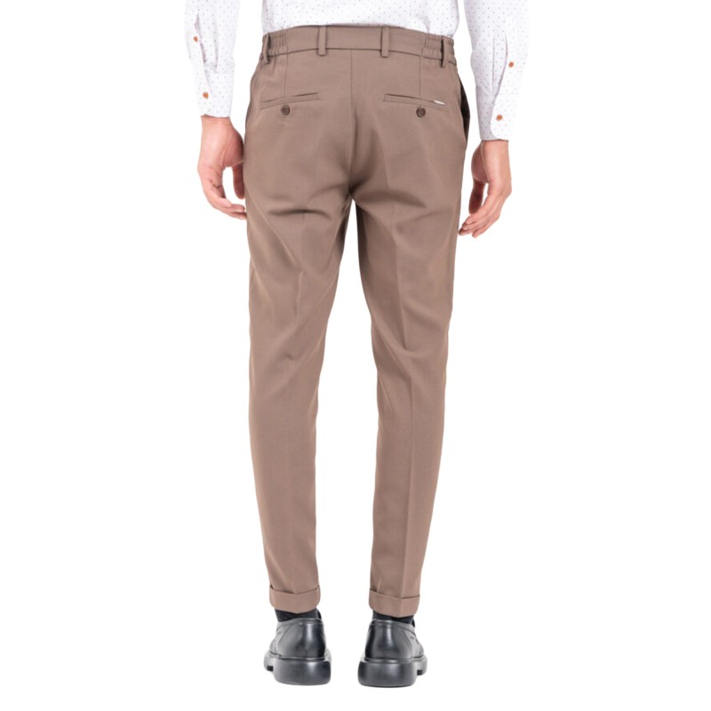 Vittorio Trousers Slim Fit With Elastic Waist-Brown