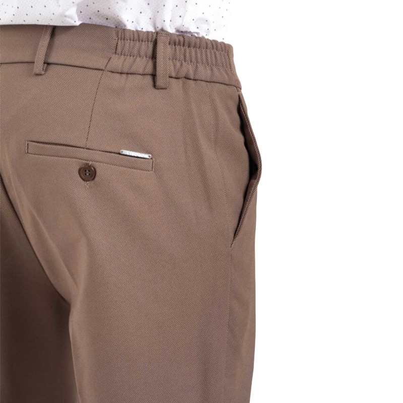 Vittorio Trousers Slim Fit With Elastic Waist-Brown