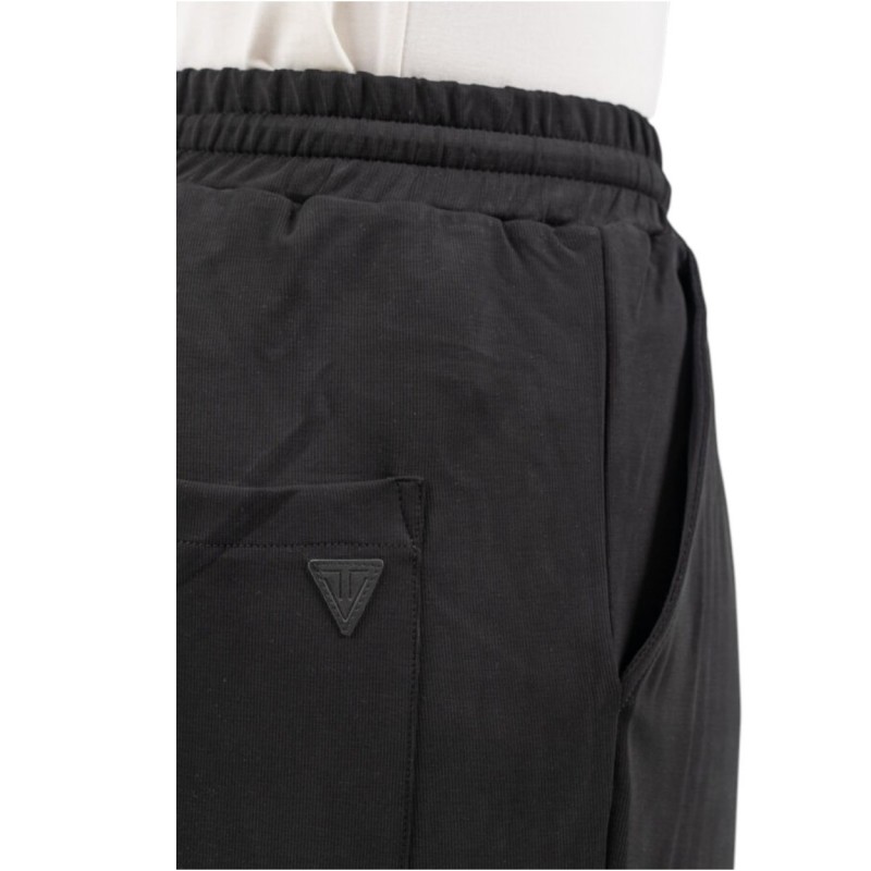 Vittorio Trousers Rib Elastic Waist-Black Vittorio Trousers Rib Elastic Waist-Black