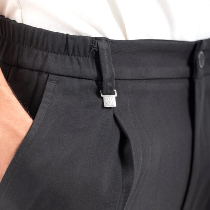 Vittorio Trousers Straigth Line With Elastic Waist-Black
