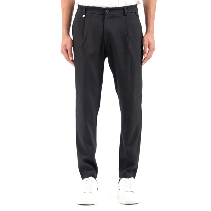 Vittorio Trousers Straigth Line With Elastic Waist-Black