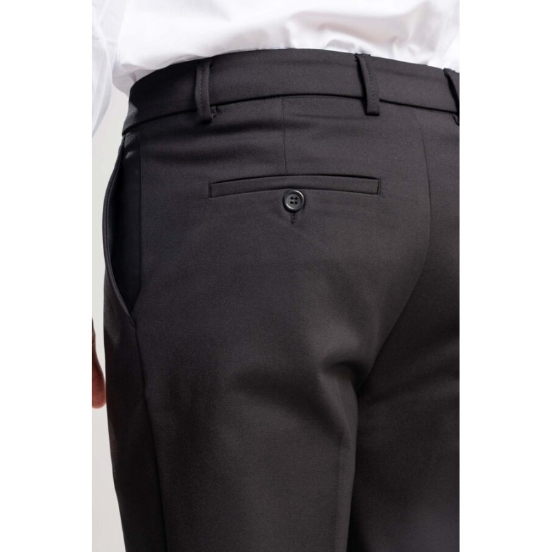 Vittorio Trousers Straight Leg With Lapels-Black Vittorio Trousers Straight Leg With Lapels-Black