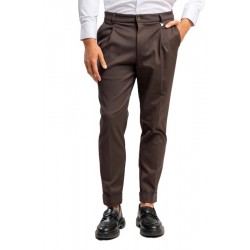 Vittorio Trousers Straight Leg With Lapels-Brown