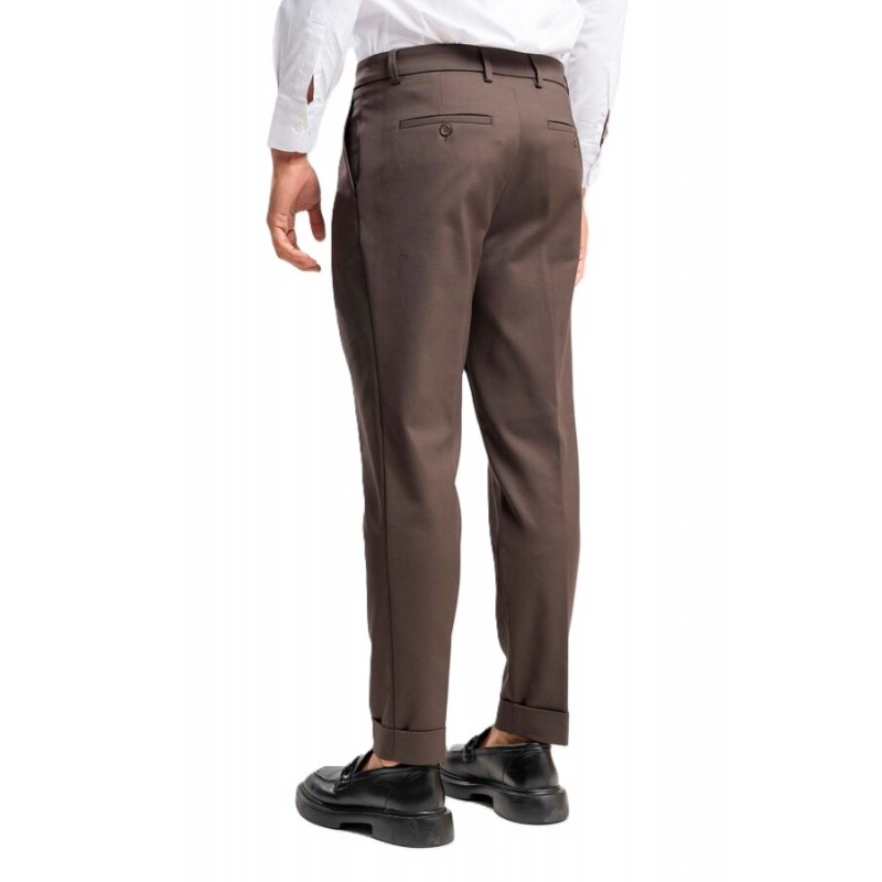 Vittorio Trousers Straight Leg With Lapels-Brown Vittorio Trousers Straight Leg With Lapels-Brown