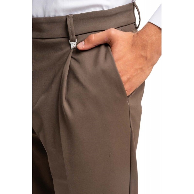 Vittorio Trousers Straight Leg With Lapels-Brown Vittorio Trousers Straight Leg With Lapels-Brown