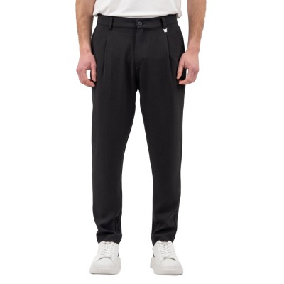 Vittorio Trousers Single-Leg In A Loose Fit Line-Black