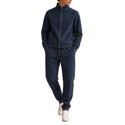 Vittorio Trousers Loose Fit Elastic Waist-Navy
