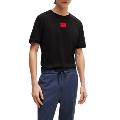 Hugo T-Shirt With Logo Label-Black