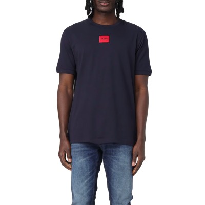 Hugo T-Shirt With Logo Label-Dark Blue