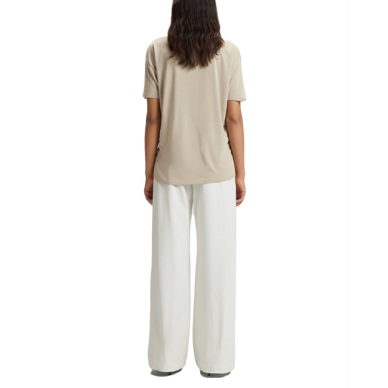 Boss Top With Stretch-Silk Front-Light Beige Boss Top With Stretch-Silk Front-Light Beige