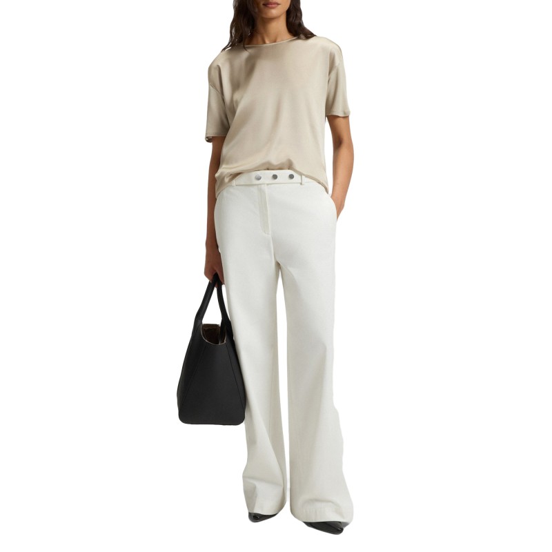 Boss Top With Stretch-Silk Front-Light Beige Boss Top With Stretch-Silk Front-Light Beige