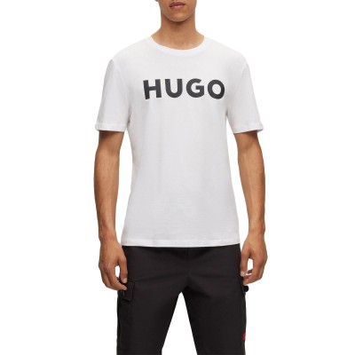 Hugo Boss T-Shirt Regular Fit With Contrast Logo-Open White