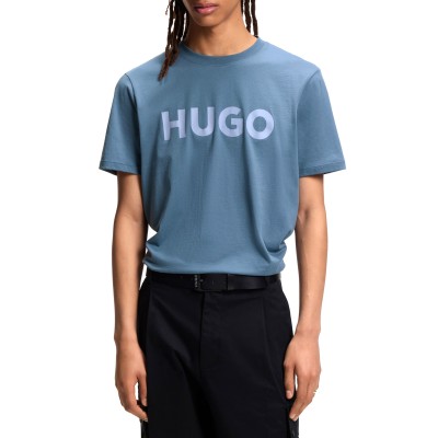 Hugo Boss T-Shirt Regular Fit With Contrast Logo-Open Blue