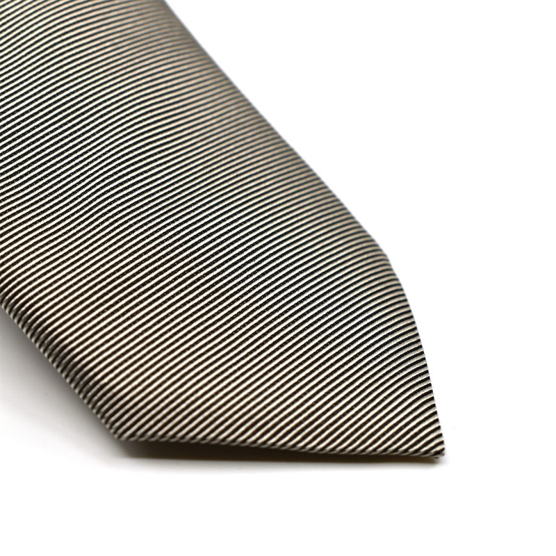 Hugo Silk Jaquard Tie With Stripe Pattern-Light Grey