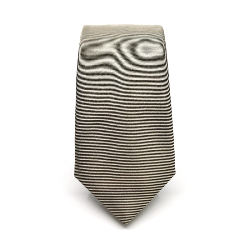 Hugo Silk Jaquard Tie With Stripe Pattern-Light Grey