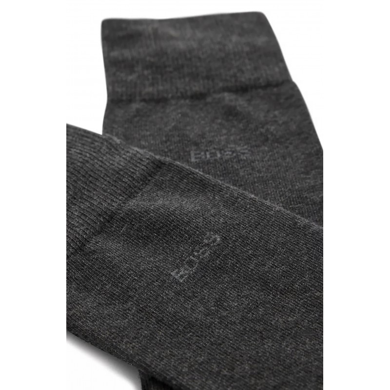 Boss Two-Pack Regular Length Socks In Stretch Fabric-Charcoal