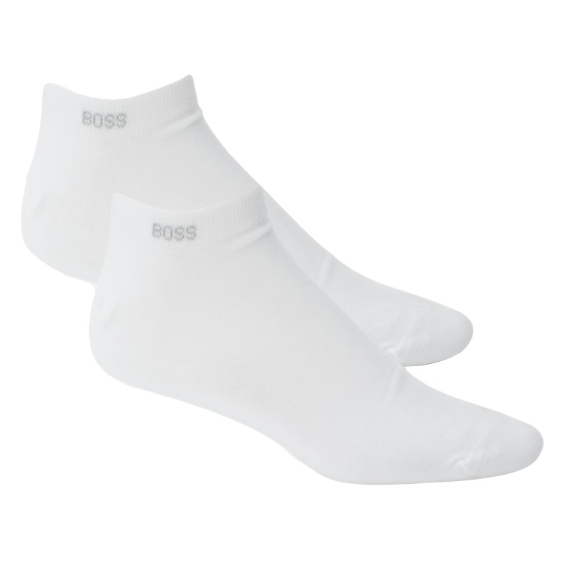 Boss Two-Pack Ankle-Length Socks In Stretch Farbric-White