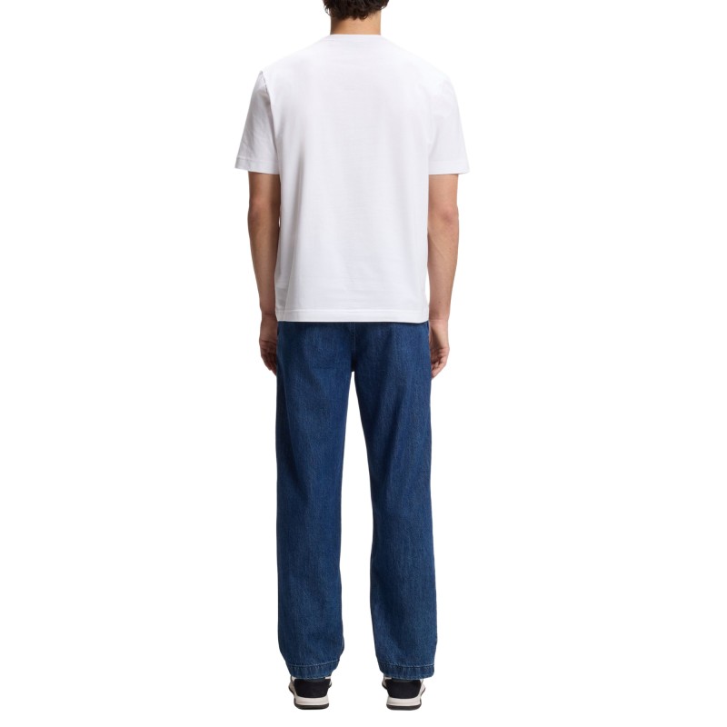 Boss T-Shirt Relaxed-fit With A Layered Logo Print-White Boss T-Shirt Relaxed-fit With A Layered Logo Print-White