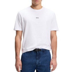 Boss T-Shirt Relaxed-fit With A Layered Logo Print-White