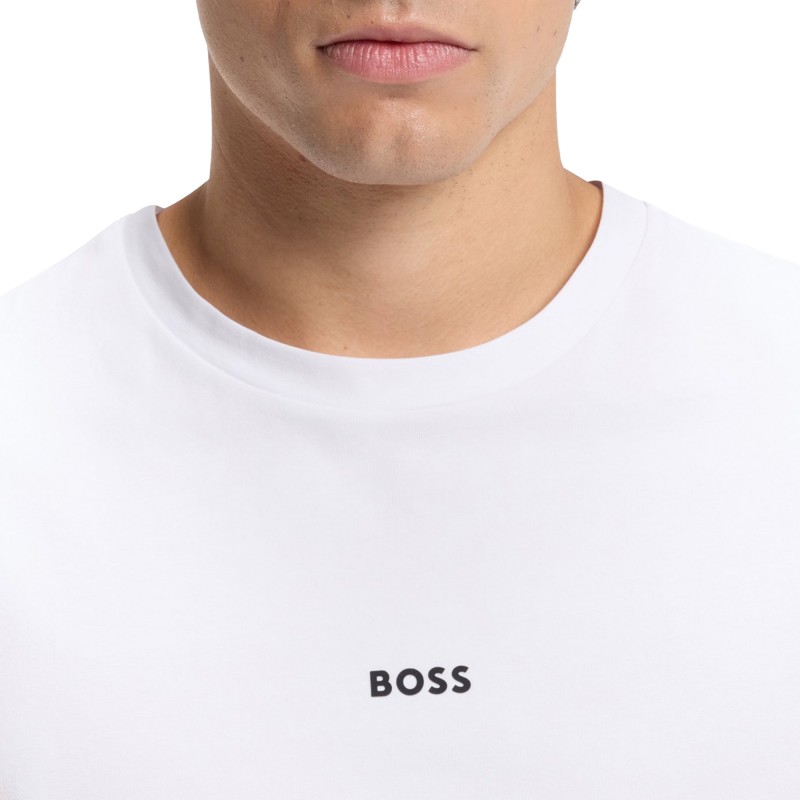 Boss T-Shirt Relaxed-fit With A Layered Logo Print-White Boss T-Shirt Relaxed-fit With A Layered Logo Print-White