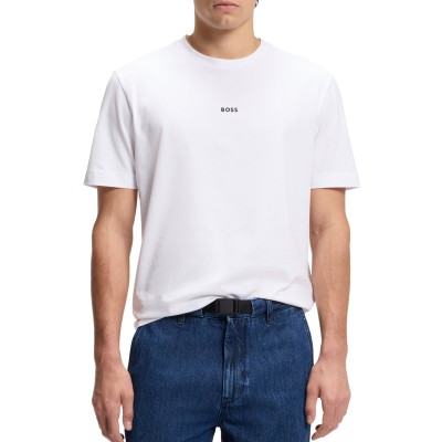 Boss T-Shirt Relaxed-fit With A Layered Logo Print-White