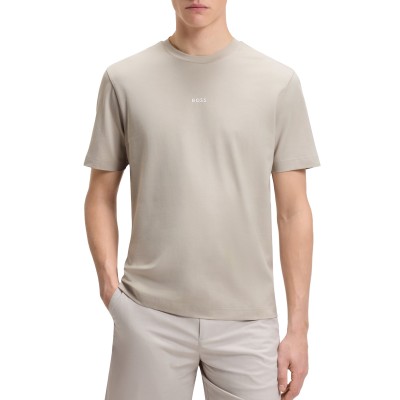 Boss T-Shirt Relaxed-Fit With A Layered Logo Print-Light Beige