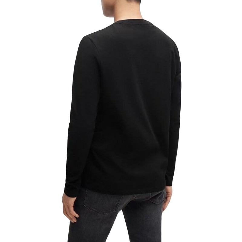 Boss Stretch-Cotton Regular-Fit T-Shirt With Contrast Logo-Black Boss Stretch-Cotton Regular-Fit T-Shirt With Contrast Logo-Black