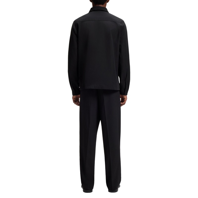 Hugo Overshirt Zip Up With Logo Label-Black