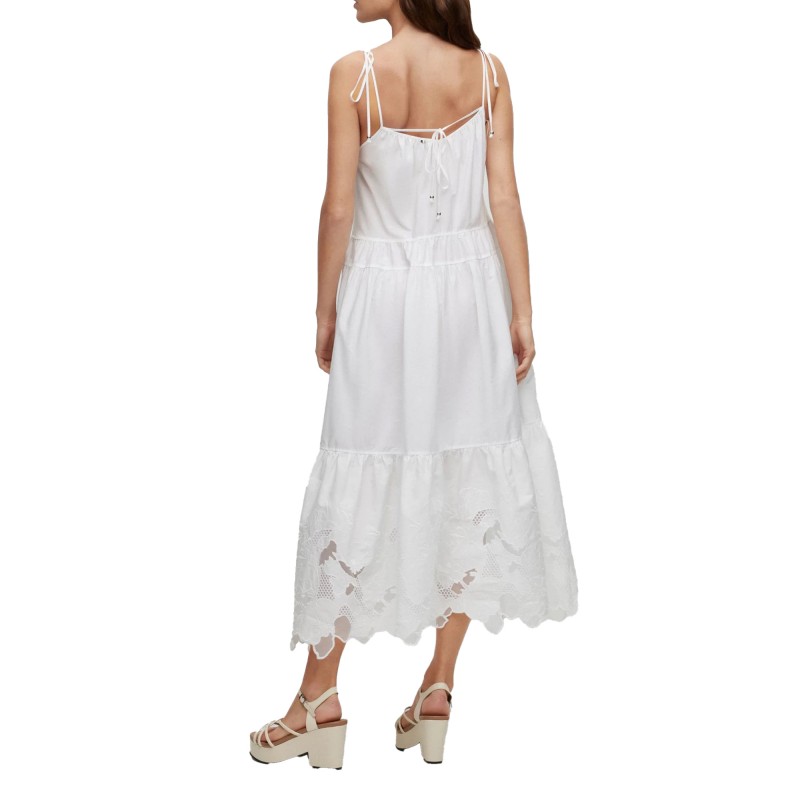 Boss Sleeveless Frilled Dress-White Boss Sleeveless Frilled Dress-White