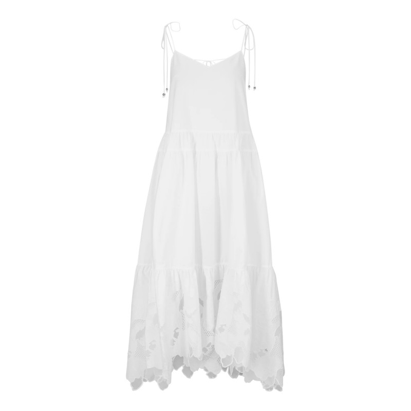 Boss Sleeveless Frilled Dress-White Boss Sleeveless Frilled Dress-White