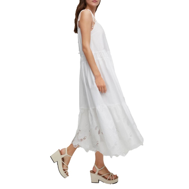 Boss Sleeveless Frilled Dress-White Boss Sleeveless Frilled Dress-White