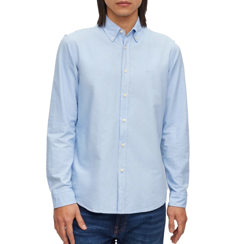 Boss Regular Fit Shirt In Organic Oxford Cotton-Light Blue Boss Regular Fit Shirt In Organic Oxford Cotton-Light Blue