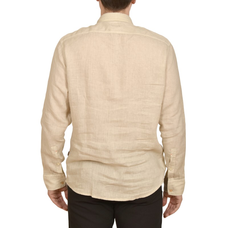 Boss Regular Fit Pure Linen Shirt-Light Beige Boss Regular Fit Pure Linen Shirt-Light Beige