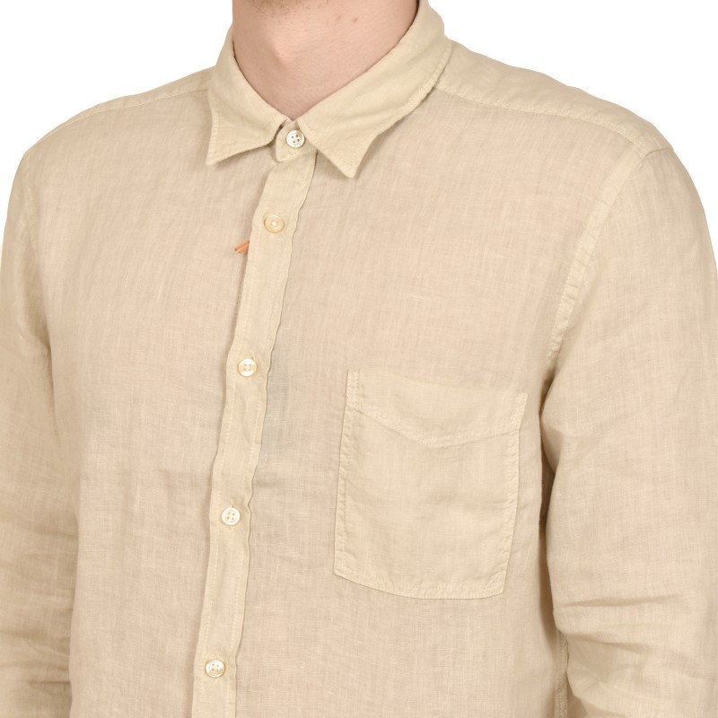 Boss Regular Fit Pure Linen Shirt-Light Beige Boss Regular Fit Pure Linen Shirt-Light Beige