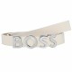 Boss Italian Leather Belt With Logo Buckle-White