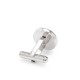 Hugo Round Cufflinks With Logo Engraved Enamel Inserts-Silver