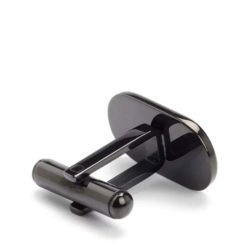 Hugo Cufflinks In Oval Shape With Logo-Black