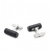 Hugo Black Aluminium Cufflinks With Cylindrical Stopper Design-Black