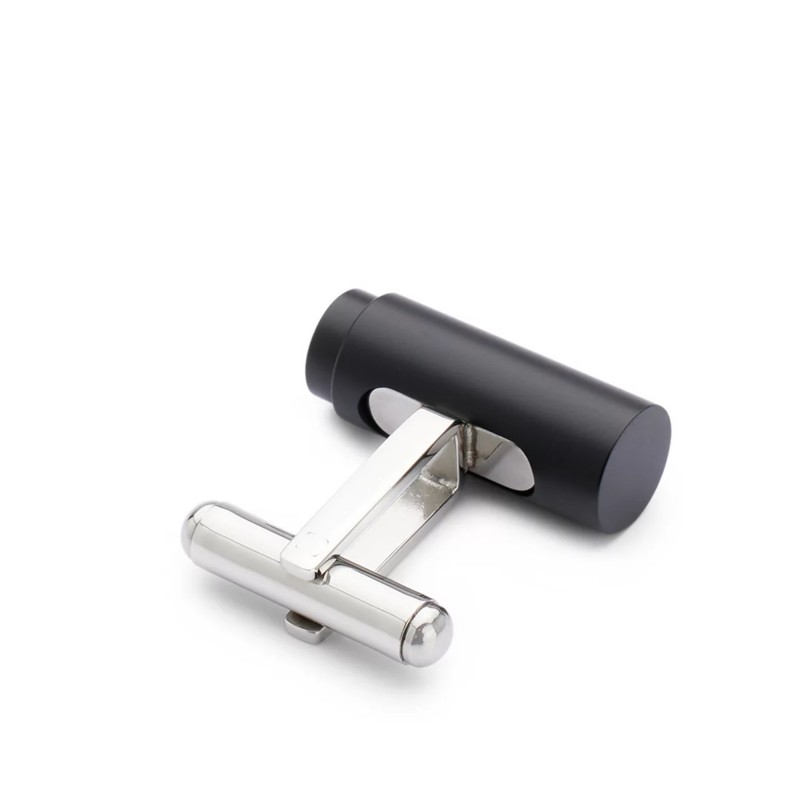 Hugo Black Aluminium Cufflinks With Cylindrical Stopper Design-Black