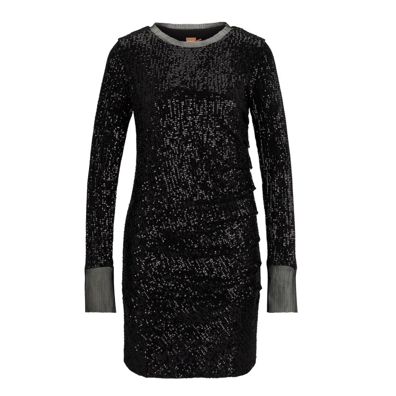 Boss Slim Fit Dress With Sequin Embellisments-Black