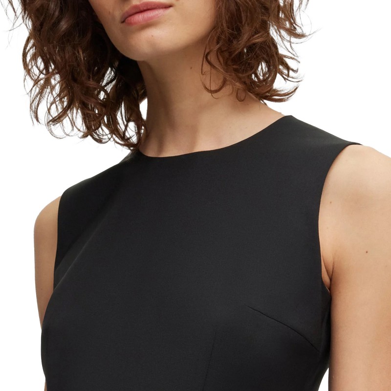 Boss Sleeveless Shift Dress Dirulah in Responsible Wool With Natural Strech-Black Boss Sleeveless Shift Dress Dirulah in Responsible Wool With Natural Strech-Black